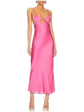 NWT BARDOT Lucia Midi Slip Dress Hot Pink 4